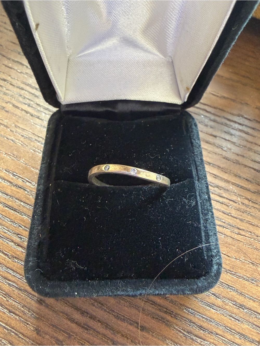 Pandora Silver Slim Band Ring with Three Accent Stones